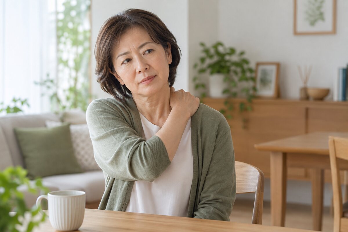 肩のつらさを感じる女性